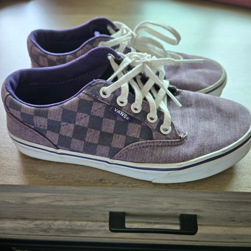 Vans Atwood Low‎ Purple Checkerboard Textile Skate Shoes Womens 6.5 VN-0VO1DF4